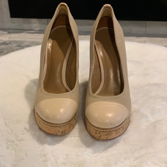 Tory Burch Canvas/Leather/Cork Heels Size 10 - Picture 2 of 5